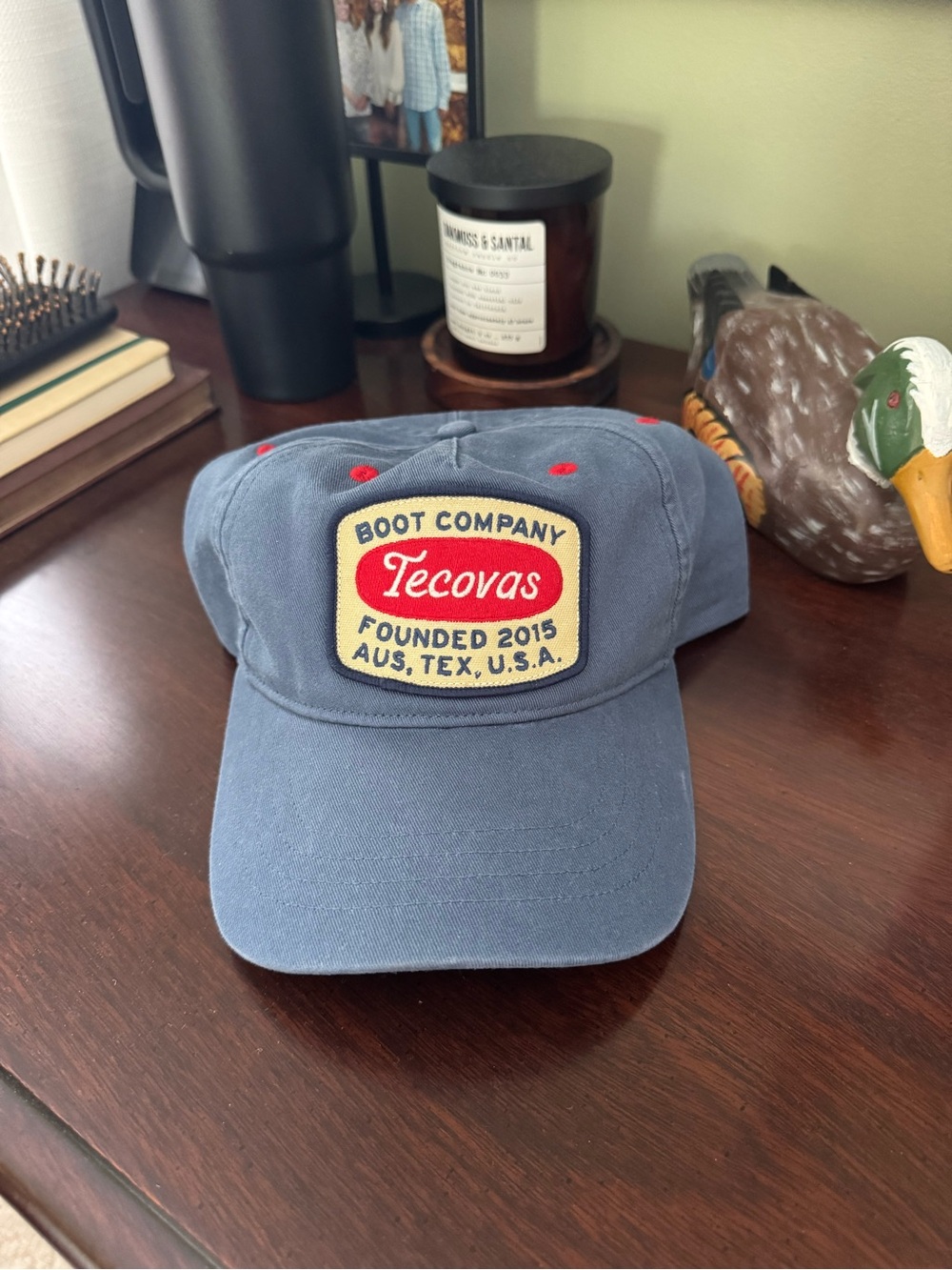 Tecovas Blue Cotton Cap with Red and Cream Patch